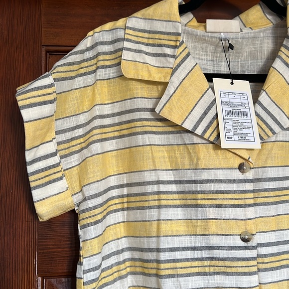 BOMBAY WESTSIDE STRIPE Crop Button Up Blouse Size M - Picture 7 of 8